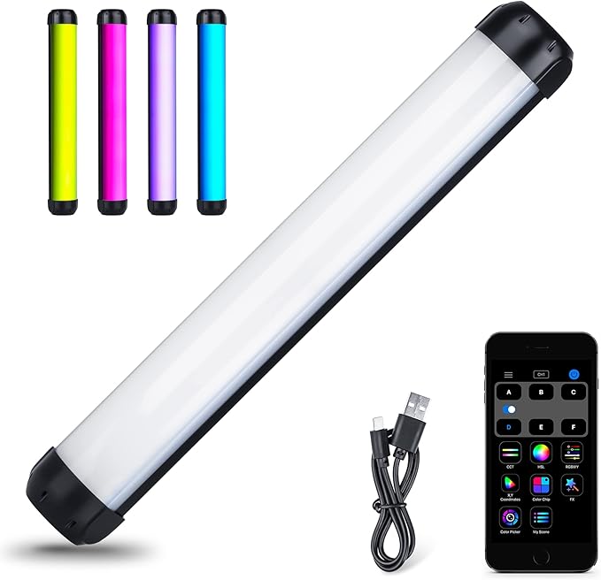 Handheld Light Wand, K21 RGB Light Stick Tube, APP Control 2500K-8500K LED Light Stick Wand for Night Light Painting Photography Video Tiktok Vlog YouTube