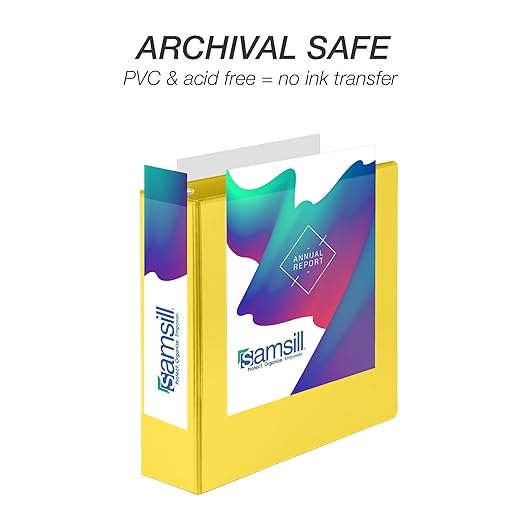 Samsill Durable 3 inch 3 Ring Binder, Made in USA, D Ring Binder, FSC 100% Recycled Chipboard, Yellow