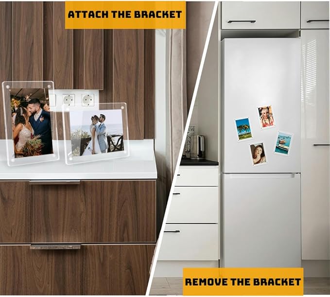 Mini Magnetic Picture Frames 2.36x3.54" with Removable Magnetic Stand, Acrylic Tabletop Photo Frames Compatible with Instax/Polaroid Camera for 2x3 Mini Film Pictures for Home/Office 2 Pack