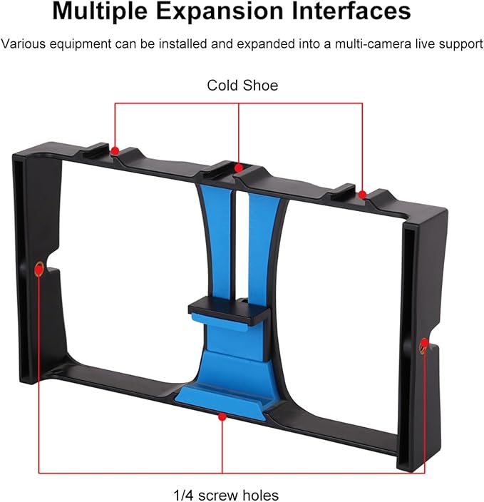 Smartphone Video Cage Rig, Phone Video Stabilizer Grip Vlogging Cage, with Cold Shoe and 1/4 Screw Hole, Fits for 14 13 12 11 for Galaxy S23 S22 Ultra