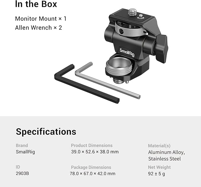 SmallRig Adjustable Camera Monitor Mount for ARRI-Style (Upgrade), 360° Swivel and 180° Tilt Monitor Holder Anti-Twist Support 5” and 7” Field Monitor