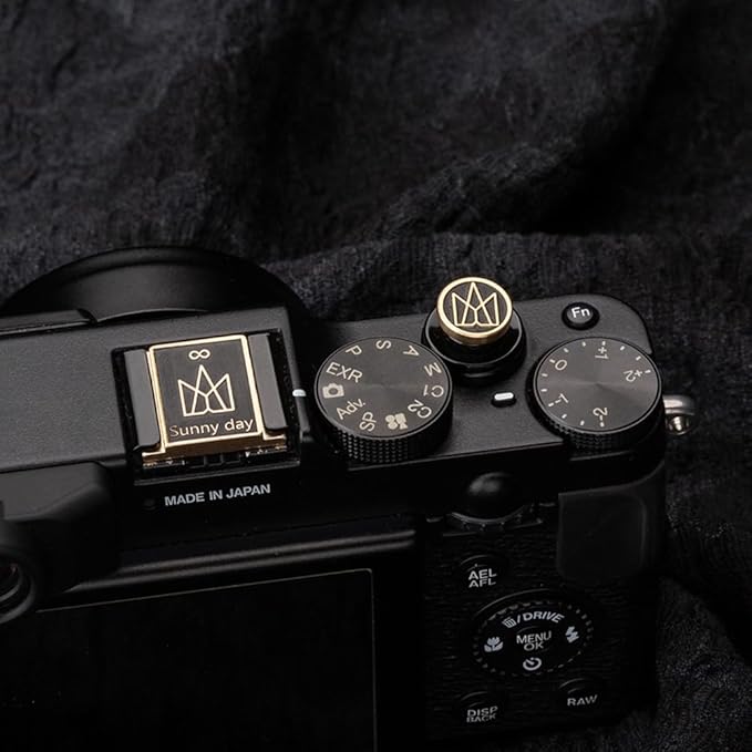 Crown Pattern Camera hot Shoe Cover Shutter Decorative Button Set for Fuji X100VI X100V X-M5 X-E5 X-Half for Nikon D750 D610 Z7 Z5 (Copper Alloy-Set01)