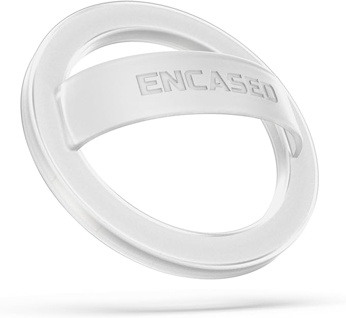 Encased Magnetic Phone Grip Holder (Compatible with MagSafe) Thin Silicone Finger Loop Ring for iPhone (White)