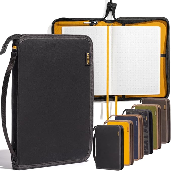 LOCHBY® Field Folio A5 | Zipper Journal Notebook Cover | Water Resistant Waxed Canvas | Included Tomoe River Notebook | Perfect for Travel, Art, Bullet Journal
