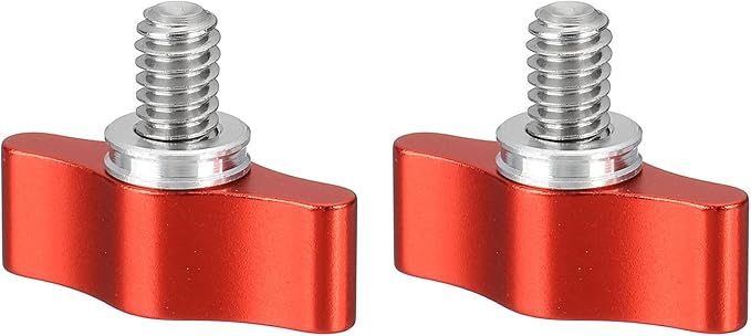 PATIKIL Clamping Screw Knob 1/4" x 0.89", 2Pcs Aluminum Alloy t Shaped Camera Thumb Screws for DSLR Flash Bracket Photography Light Stand Adapter Action Sports Camera Mounting System, Red