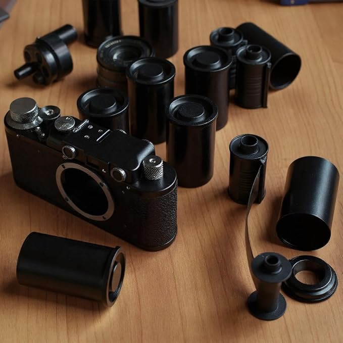 Houseables Film Canisters With Caps, Film Canisters, 35mm Case, Container With Lids, Cannisters For Rockets, Empty Camera Reel Holder, Bottles, Coin Storage, Black, Plastic, 8oz, 2"x1", 60 Pack, Bulk