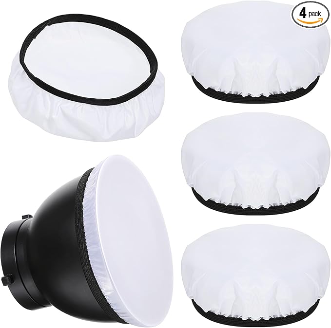 4PCS 7"/18cm Light Diffuser, White Soft Lamp Shade Diffuser Cover Standard Cloth Diffusers Light Sock Great for Studio Strobe Reflectors, Video Shooting