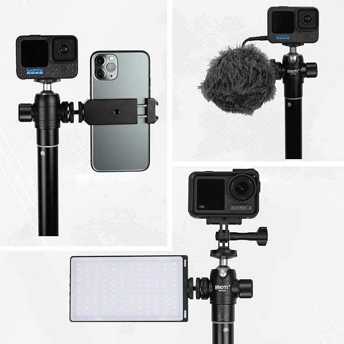 SIOTI Tripod Mini Ball Head, with Cold Shoe Mount, Panoramic 360° Vertical Pan 90°, Compatible with Digital Camera/DSLR/Cell Phone/Monopod/Light Stand/Action Camera etc.