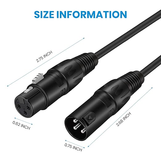 Moukey XLR Cables 50ft Microphone Cable, XLR Male to XLR Female Mic Speaker Cable, Black, 3 Pack