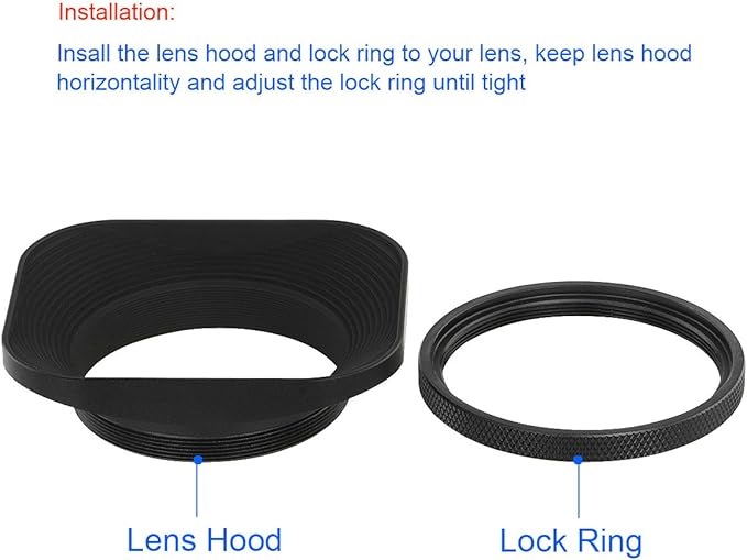 Haoge LH-E2T 49mm Square Metal Screw-in Lens Hood with Cap for Sony RX1 RX1R RX1RII Camera, Sony E 20mm f2.8, 28mm f2, 30mm f3.5, 35mm f1.8, 50mm f1.8, TE 24mm F1.8, 55mm F1.8, TFE 35mm F2.8 Lens