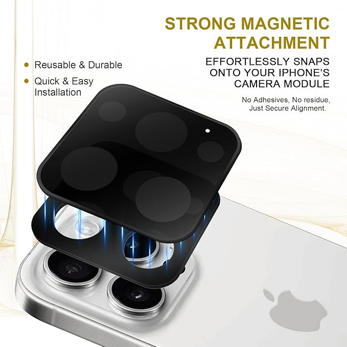 Magnetic Armor Filter Lens Protector with ND16 for iPhone 14 Pro/Pro Max, iPhone 15 Pro/Pro Max, iPhone 16 Pro/Pro Max, iPhone 17 Pro/Pro Max, Black, 1 Pack