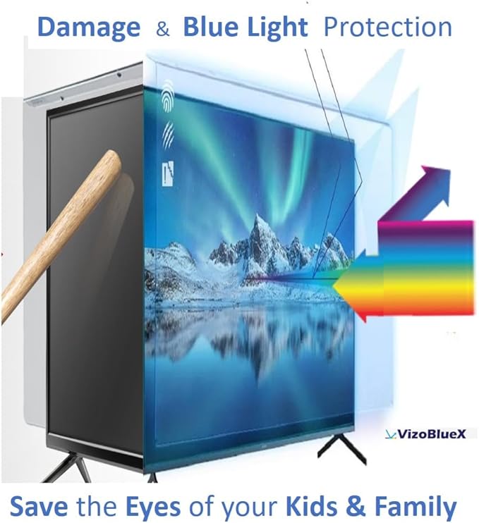 VizoBlueX 40 inch Blue Light and Damage TV Screen Protector. Protection Shield & Anti-Blue Light Filter Blocking UV for LCD LED 4K OLED QLED (35.3 x 20.5 inch)