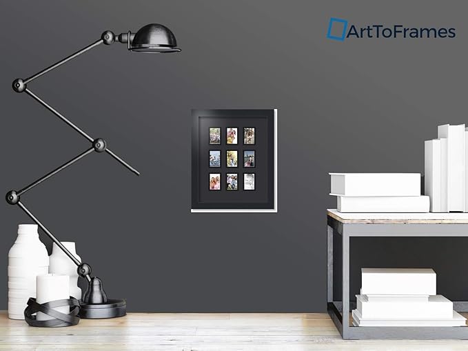 Art to Frames Double-Multimat-78-89/89-FRBW26079 Collage Photo Frame Double Mat with 9-2x3 Openings and Satin Black Frame