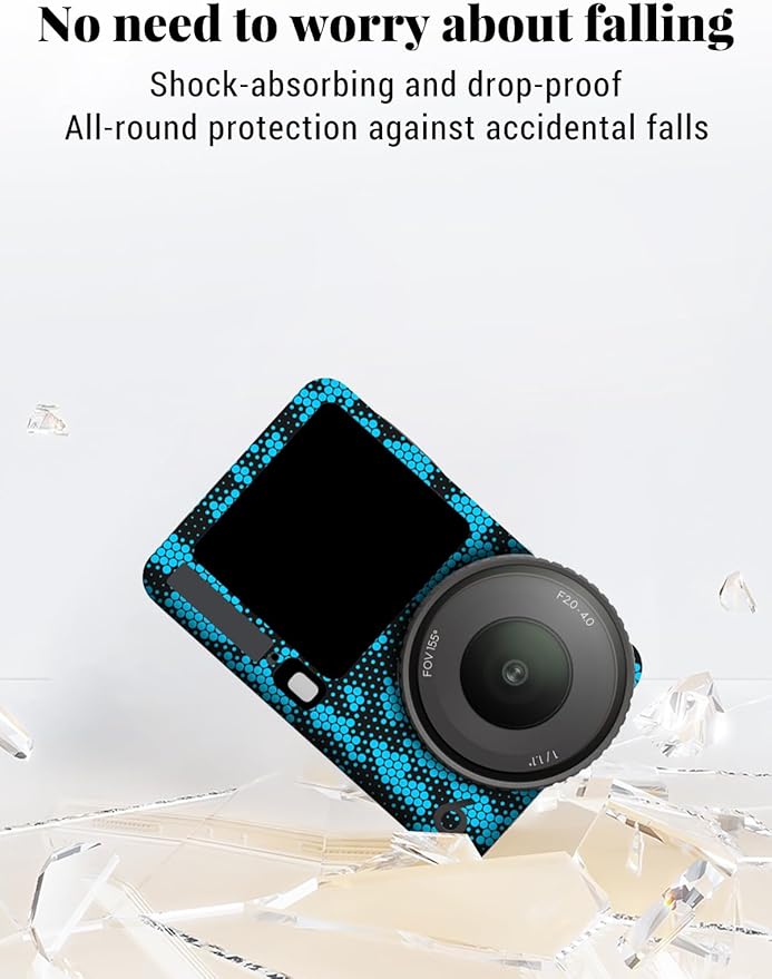 ZBAGUG for DJI Action 6 Skin Full Body Wrap, Anti-Scratch Waterproof Protective Sticker, Full Coverage Action Cam Wrap, for DJI Action 6 Accessories, Black Blue