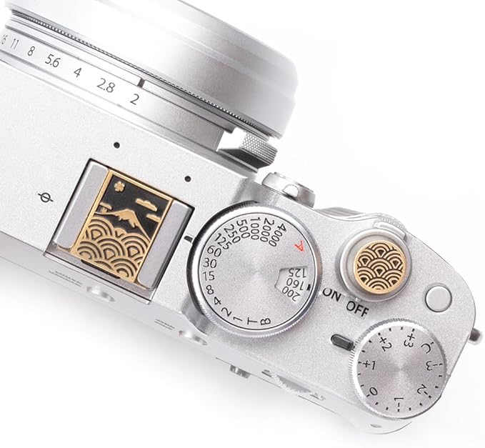 Camera Metal Hot Shoe Cover Shutter Buttons Sea of Clouds for FUJIFILM X100VI X100V XPro1 X-T4 X-T3 X-T50 X-T30 for Nikon (Hot Shoe Shutter Kit - Copper)