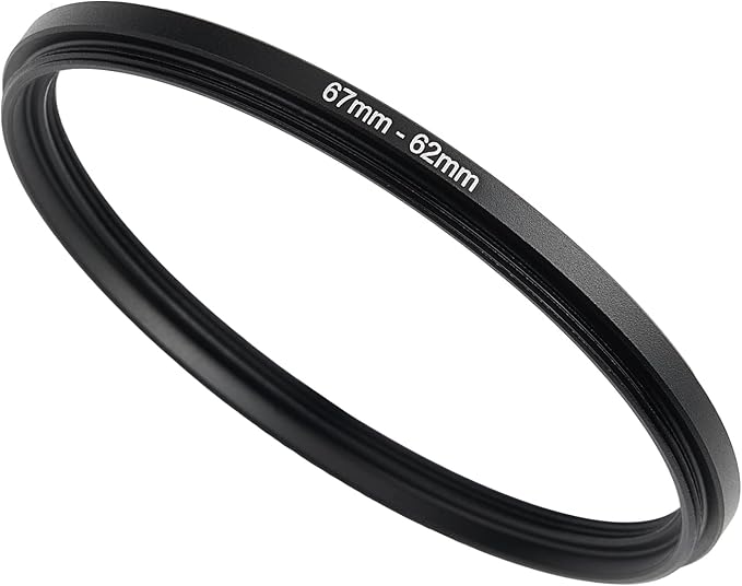 67mm to 62mm Step Down Ring Filter Adapter Applicable to All Brands of UV ND CPL Filter (67mm-62mm)