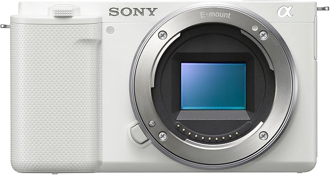 Sony ZV-E10 Mirrorless Alpha APS-C Interchangeable Lens Vlog Camera (Body, White) ILCZV-E10/W | Official Sony USA Partner Model | Bundle with Deco Gear Photography Case + Extra Battery + Software Kit