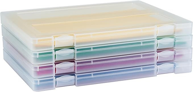 Mickiewicz 4 Pack A4 Paper Storage Box, 8.5 x 11 Project Case for US letter, Thick Scrapbook Storage Box Craft Storage Box Art Supplies Storage and Organization, Board Game Storage and Organizers
