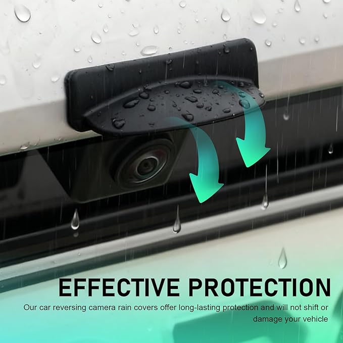 Car Backup Camera Rain Shield, Silicone Rear View Camera Anti-Rain Cover, Rainproof Protector for Enhanced Reverse Visibility, Universal for Cars, Trucks, SUVs (Black)