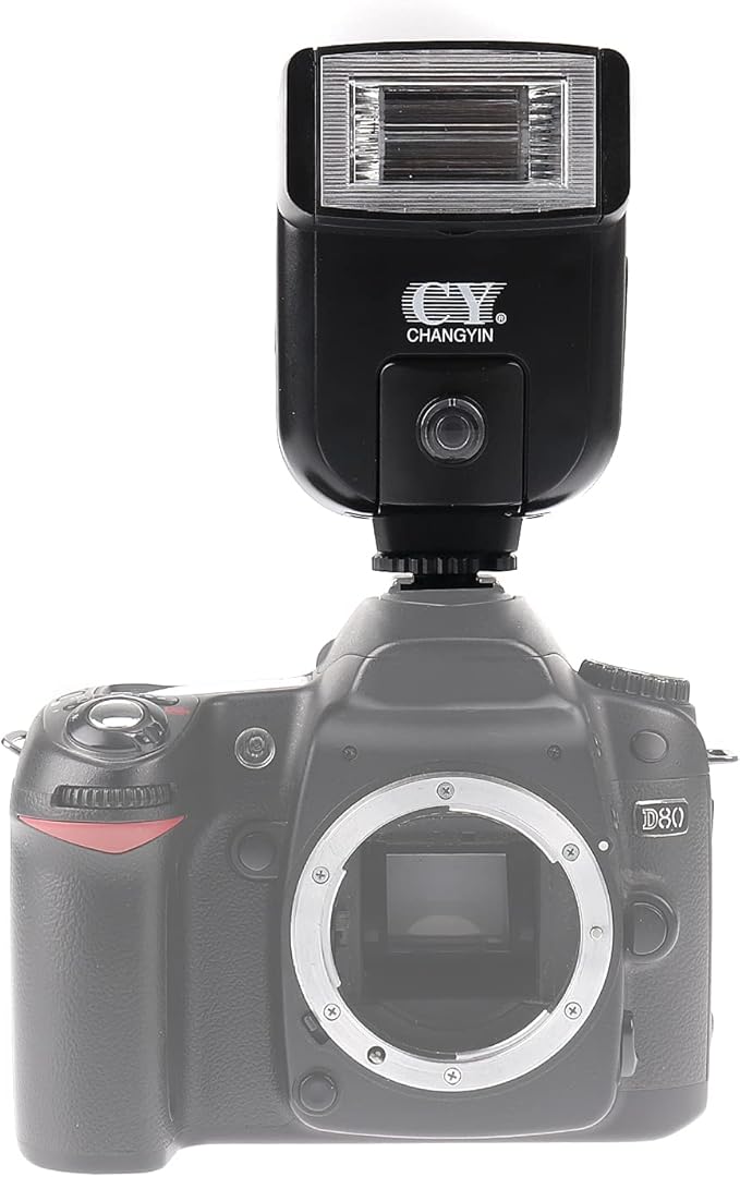 FocusFoto YINYAN CY-20 Universal Hot Shoe On-Camera Flash Speedlite Electronic Speedlight with Sync Port for Nikon Canon Panasonic Olympus Pentax Alpha Digital DSLR Camera Flash Light