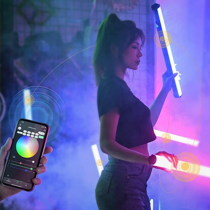 Yongnuo YN100 Soft LED Video Light, 30W 39" Handheld Wand Light, RGB Full Color 2000K-10000K, CRI95+ APP Remote Control for Studio, 31 Scene Effects Stick Light for Video and Photography