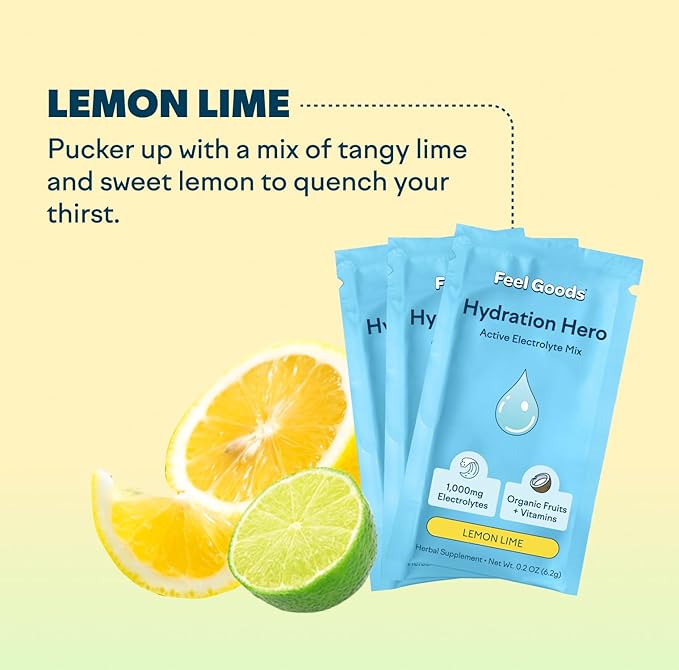 Feel Goods Hydration Hero, Sugar-Free Electrolyte Powder Packets for Daily Hydration - Electrolytes Drink Mix with Magnesium, Potassium & Vitamins for Fasting & Energy - Keto, Vegan & Organic Flavors