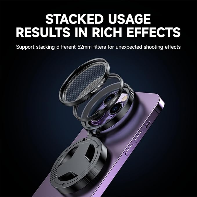 VaxaPolarizing Lens, Magnetic Cpl Filter for Phone, Adjustable Polarizing Lens with HD Optical Coating, Anti-Glare & Reflection Eliminator, Enhances Colors for Outdoor (Dual Lens)