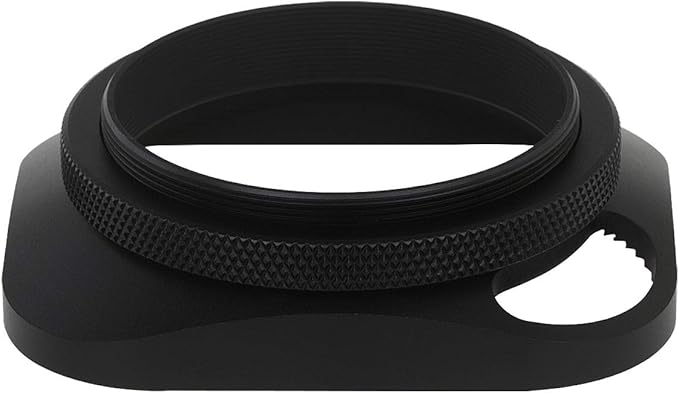Haoge LH-E2P 49mm Square Metal Screw-in Lens Hood Hollow Out Designed with Cap for Leica Rangefinder Camera with 49mm E49 Filter Thread Lens Black