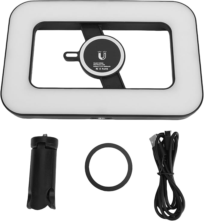 Smartphone Video Rig with RGB LED Light, 2500-6500K Adjustable Handheld Stabilizer, Magnetic Phone Mount for Content Creators, Cell Phone Handheld Stabilizer