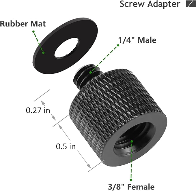 Camera Screw Adapter 8 Pieces Thread 1/4" Male to 3/8" Female and 3/8" Male to 1/4" Female Adapter with Rubber Pad for Camera Monitor, Tripod, Mount