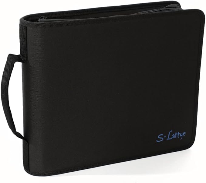 DVD CD Storage Case with Extra Wide Title Cover Pages for Blu Ray Movie Music Audio Disk (Portable Carrying Binder Holder Wallet Album Home Organizer Shelf)- Black, 128 disk units, 64 cover pockets