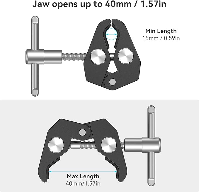 SMALLRIG Super Clamp with 1/4 and 3/8 Thread for Cameras, Lights, Umbrellas, Hooks, Shelves, Plate Glass, Cross Bars, etc - 735