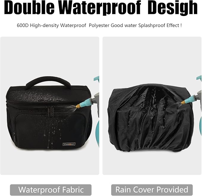 Cwatcun Camera Crossbody Shoulder Messenger Camera Case, DSLR/SLR/Mirrorless Photography Trave Sling Bag with Tripod Holder and Rain Cover for Canon, Nikon, Sony, Fuji Cameras, Lens and Accessories