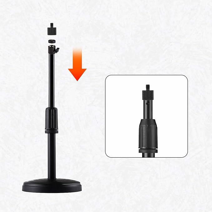 2pcs Mic Stand Adapter 5/8 to 3/8 and 5/8 to 1/4 Mic Thread Screw Adapter 1/4 Male to 5/8 Female and 3/8 Male to 5/8 Female-Screw Adapter for Microphone Mounts and Stands Mic Boom Arm (Black)
