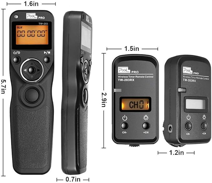 Remote Shutter Release for Nikon, Wireless Shutter Release Timer Remote Control Pixel TW-283 DC0/DC2 for Nikon Z6 Z7 Z9 D750 D610 D5200 D5300 D7500 D850 D800 D500
