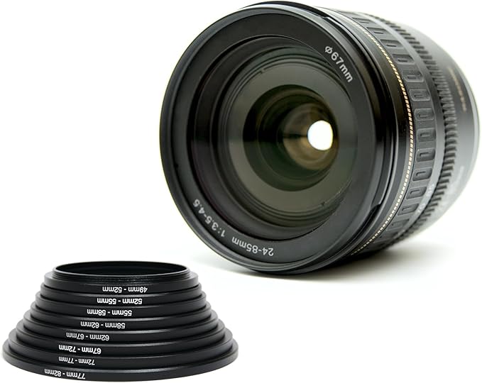 PATIKIL 52mm-55mm Metal Step Up Ring, 2 Pack Camera Lens Filter Adapter Ring Aluminum for Camera Lenses, Black