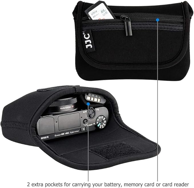 JJC Compact Camera Case Pouch Sleeve for Canon G7X G9X SX620 Sony ZV-1 II ZV1 ZV-1F ZV1F RX100 VII VI VA IV Olympus TG-7 TG-6 TG-5 TG-4 Fuji XP140 XP130 XP90 & More Cameras below 4.4 x 2.6 x 1.5''