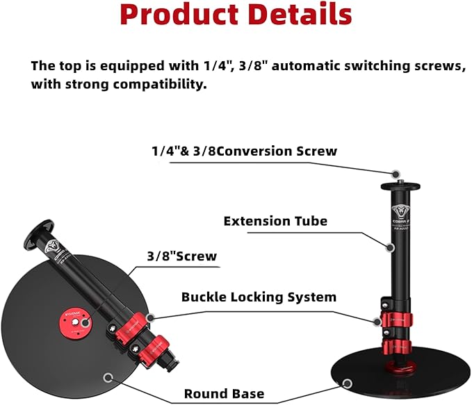 IFOOTAGE Cobra RB-A200,Round Base Monopod,Professional Camera Aluminium Monopod with Quick Adjustment Height Buckle,Compatibility DSLR Cameras Camcorders(22.05Inc)