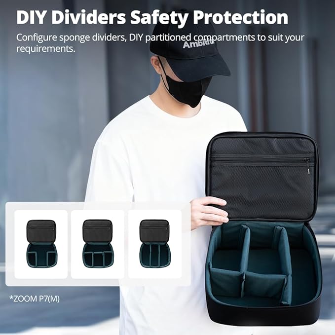 AMBITFUL Carrying Bag Zoom P7 S for Photography Equipments with Large Capacity, Multi-functional Storage Case for Mini Drone and Other Accessories,with Thick Sponges and Interial Mesh Layer