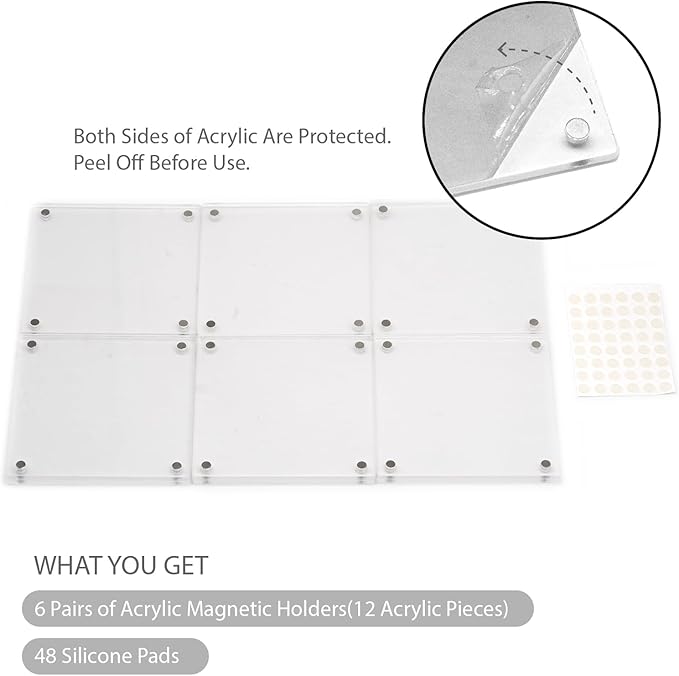 GDSZDDXX Premium Acrylic Magnetic Reversal Film Holders, 6 Packs Archival Storage High Transparency Display Holder for Reversal Film 6X6