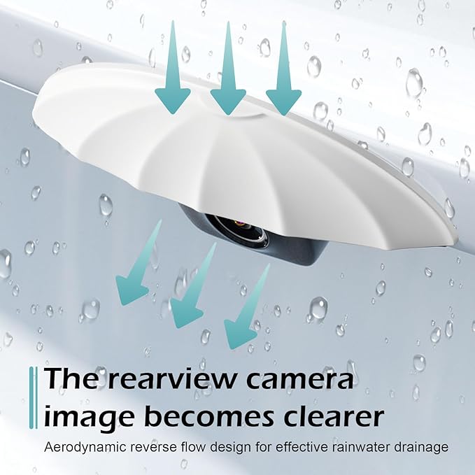 Hugwits Car Rearview Camera Anti-Rain Cover, 0.7" x 3.9" Silicone Reversing Camera Rain Eyebrow Cover, Self-Adhesive Dashcam Protective Covers, Universal for Most Cars (White)