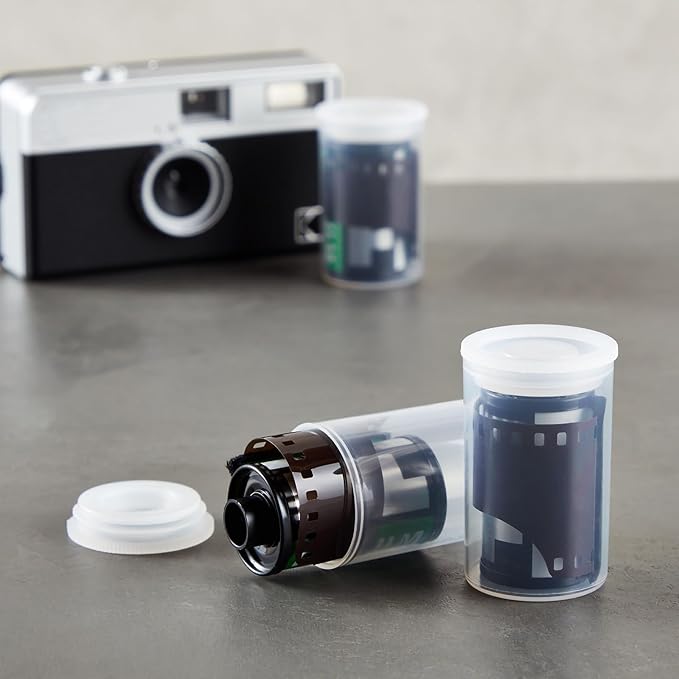 Juvale Film Canisters with Caps - 30-Count, 35mm, Clear - Plastic Cylinders with Lids - Clear Film Containers for Small Accessories