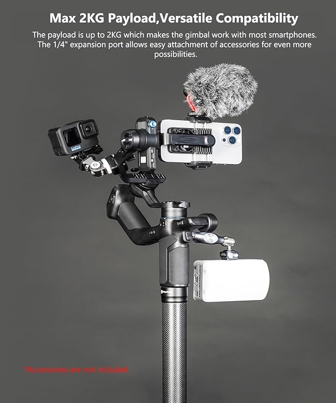 FeiyuTech Scorp Mini 3 Gimbal Stabilizer for Smartphone, 3-Axis Phone Gimbal Built-in AI Tracking Module, with Cooling Fan and Integrated Grip Design, Touch Screen, 2KG Payload for iPhone and Android