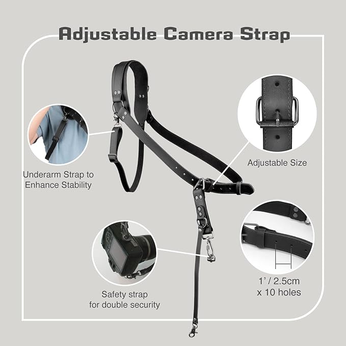 Leather Camera Harness for 1 Camera,Single Camera Strap for Photographers,Camera Shoulder Strap Quick Release DSLR