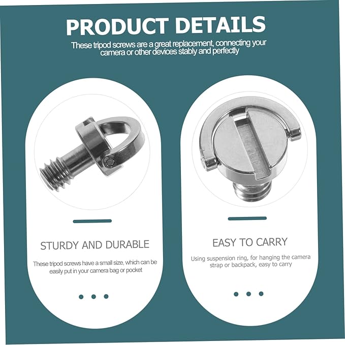 Gadpiparty 5pcs Camera Mounting Screws d Ring Screw for Tripod Mount Quick Release Plate Clamp Compatible Qr Plate