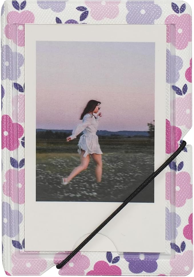 Mini 2x3 Small Polaroid Photo Album Book For 3 Inch Fujifilm Instax Mini 12 11 9 99 8 7+ 40 EVO Camera Film, HP Sprocket, K-pop Photocards. (Flat Flowers, 1 Pack)