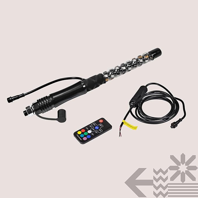 True Mods 1ft Spiral RGB LED Whip Light for UTV ATV [RF Wireless Remote] Off Road Waterproof LED Lighted Whip CB Antenna Pole Stick for RZR Can-Am Polaris SxS 4x4 Quad Dune Buggy 4 Wheeler Accessories