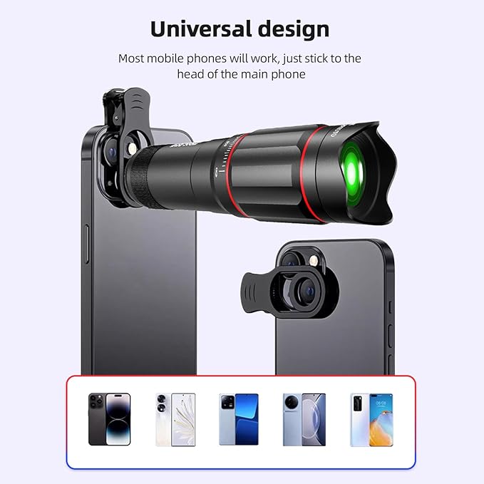 25X Phone Telephoto Lens Kit Portable High Magnification Observation Concerts Sports Games Bird Watching Fishing Mini Tripod Holder Telephoto Lens Smartphone Zoom Lens Mobile Phone