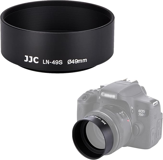 JJC 49mm Screw-in Mount Standard Aluminum Metal Lens Hood Shade for Lenses with 49mm Front Filter Thread for Canon EF 50mm f/1.8 STM, Sony E 50mm f1.8 OSS, Sony E 35mm f/1.8 OSS Lens