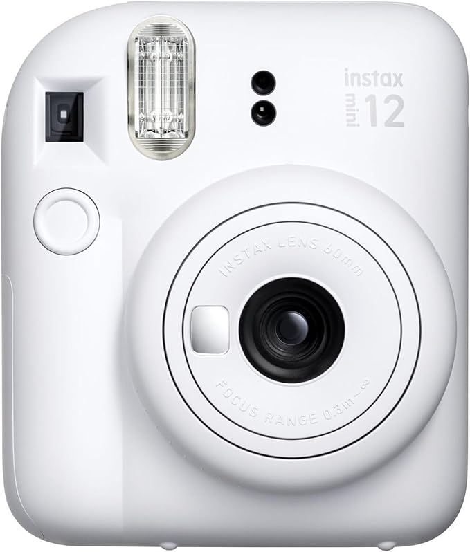 Fujifilm Instax Mini 12 Instant Camera Clay White Bundle with Fuji Instax Mini Film Value Pack (20 Sheets) + Protective Carrying Case + Photo Album + Microfiber Cleaning Cloth